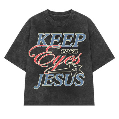 CAMISETA BOXY KEEP YOUR EYES STONED BLACK DESTROYED